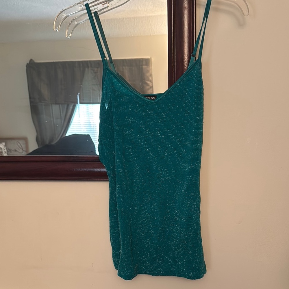 Teal Glittery Women's Top